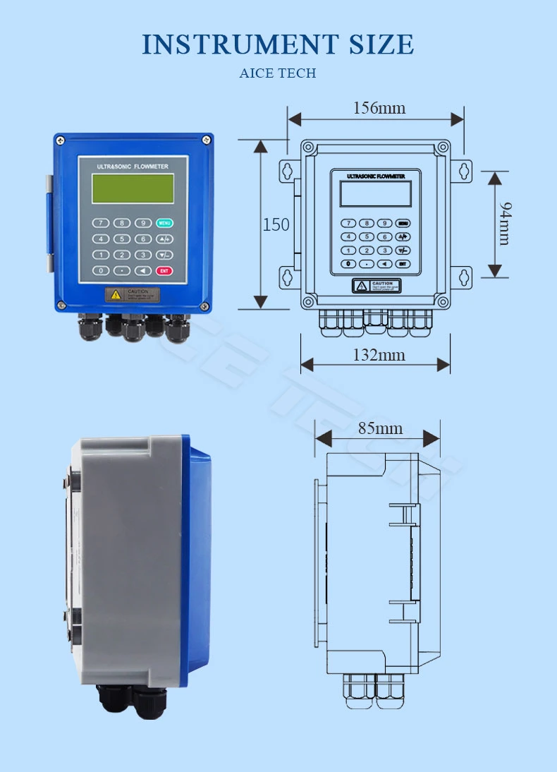 Aice Tech Ultrasonic Transducers Clamp-on Type Wall Mounted Flow Meter