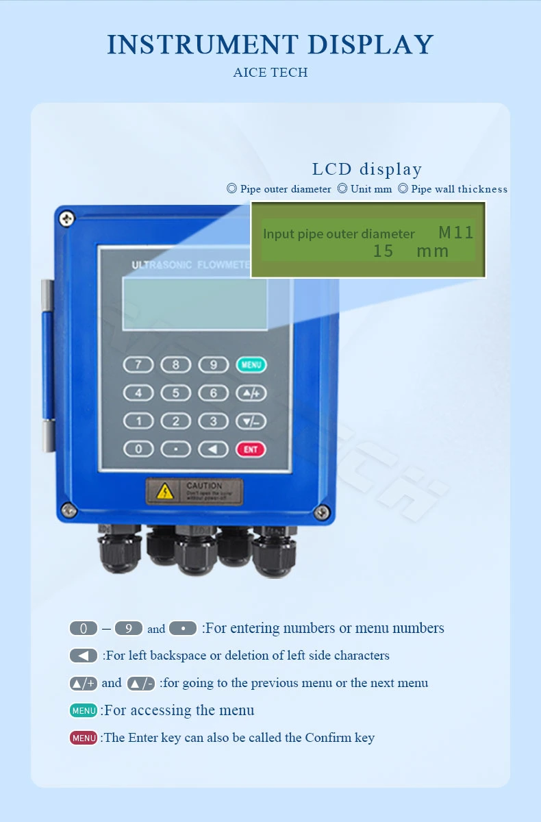 Aice Tech Ultrasonic Transducers Clamp-on Type Wall Mounted Flow Meter